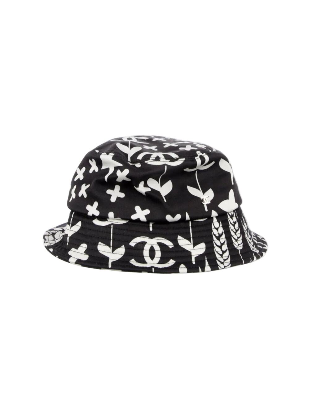 Chanel Black Interlocking CC Printed bucket hat M sz